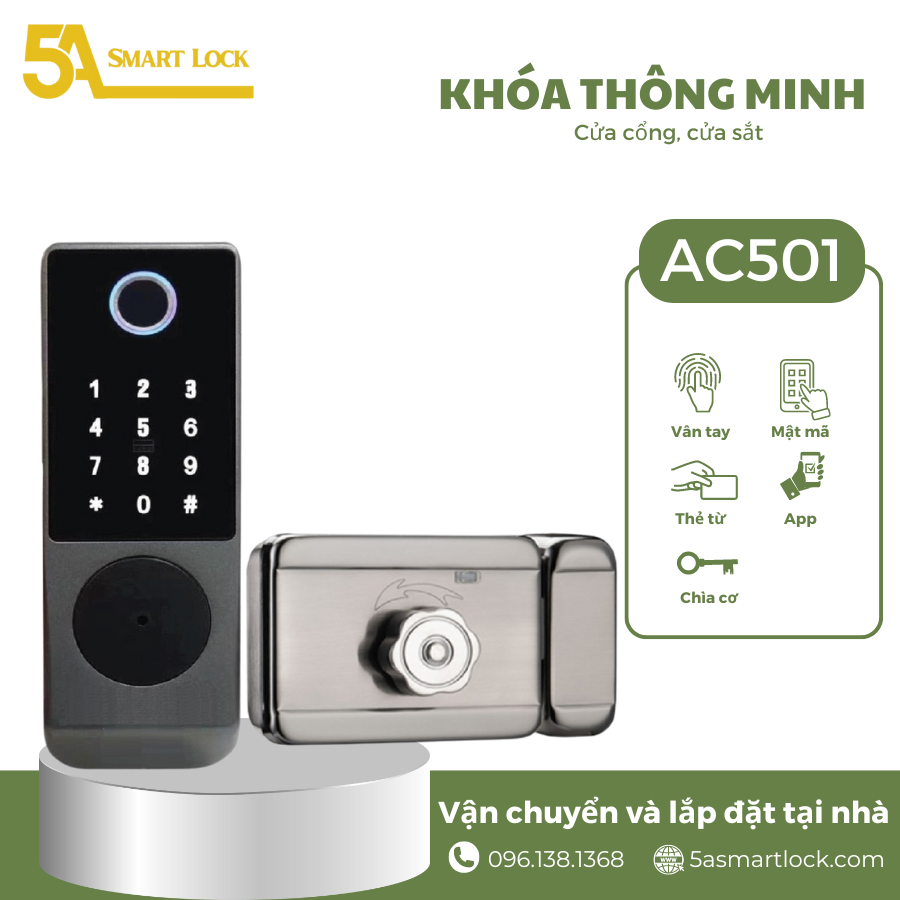 Khóa cửa vân tay cửa Cổng 5A Smartlock AC501